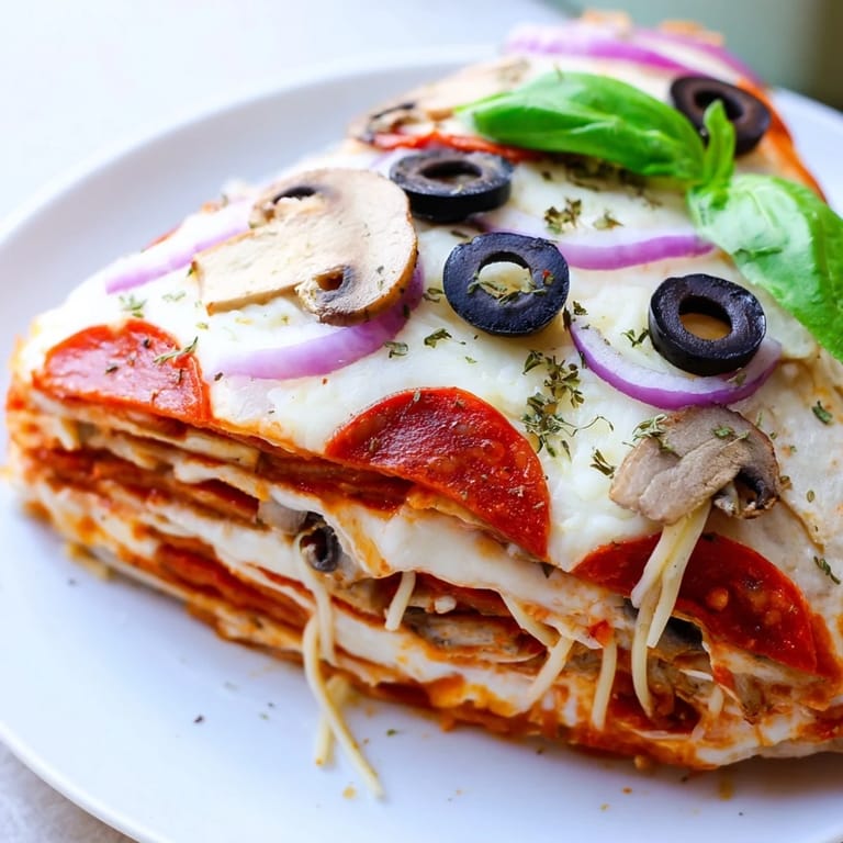 Perfectly folded cheesy tortilla pizza wrap showcasing melted mozzarella and pepperoni, a quick lunch.