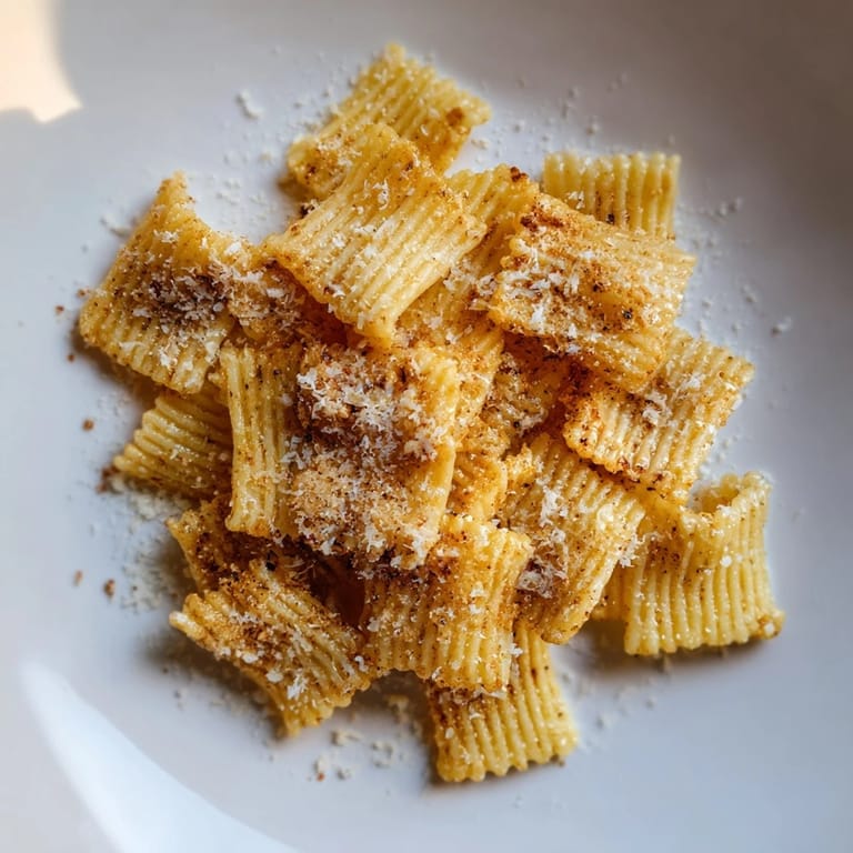Freshly made pasta chips, featuring perfectly crisp texture and Italian herbs, ready to enjoy.