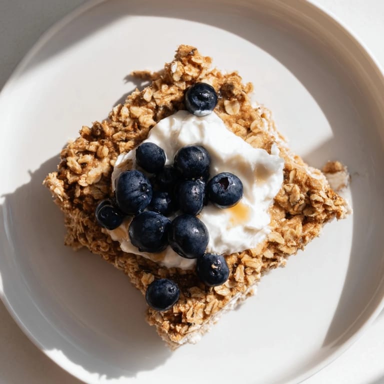 A close-up shot of a warm, comforting slice of Protein Pancake Oats, perfect for a high-protein breakfast.