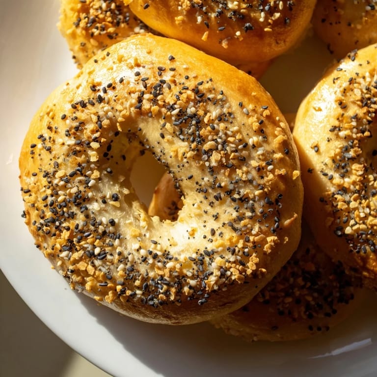 Serve these delicious Everything Bagel Yogurt Bagels sliced, slathered with cream cheese and chives.