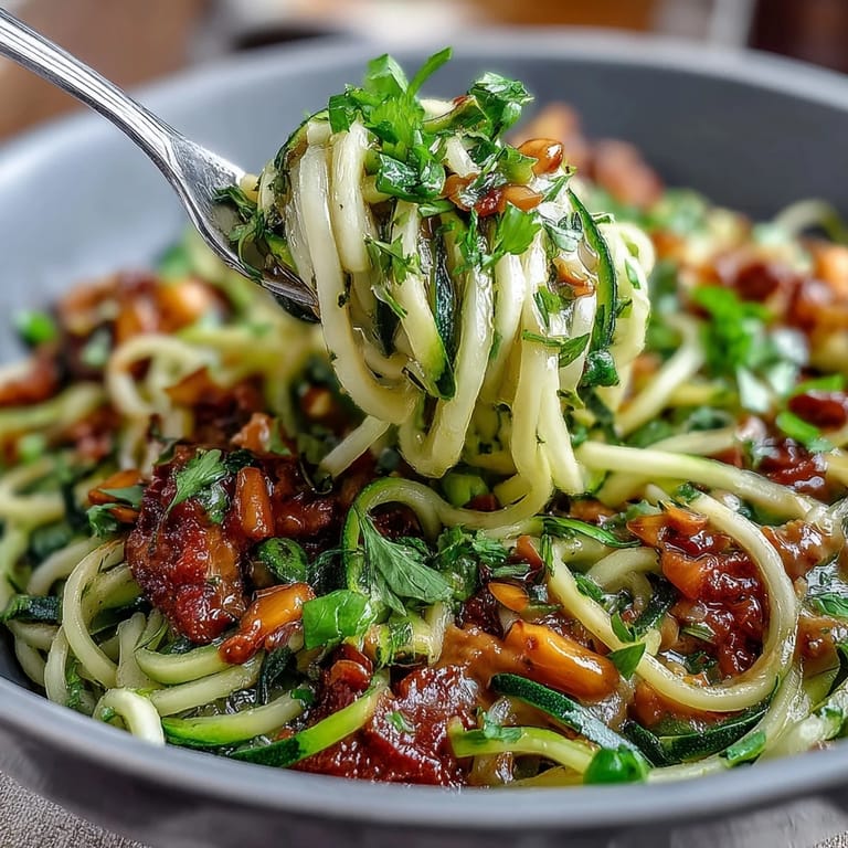 Fresh zucchini noodles tossed with bell peppers, carrots, and snap peas in a tangy peanut sauce. A light, nutritious dinner bursting with flavor.