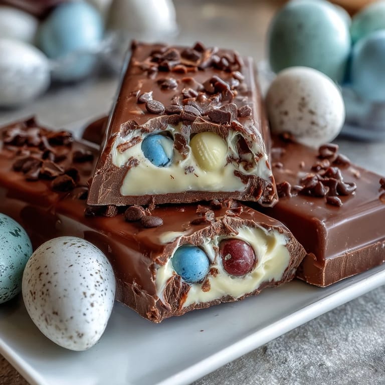 Swirled white chocolate bark with pastel candy melts, crunchy Cadbury eggs, and sprinkles for a fun Easter dessert.