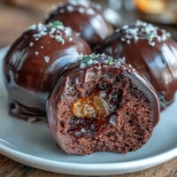 Velvety dark chocolate truffles with a luscious candied orange center, ideal for a homemade Valentine's Day treat.