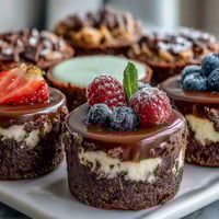 A beautiful housewarming dessert bar filled with mini brownie bites, lemon cheesecake cups, and fruit tartlets, perfect for sharing at any gathering.