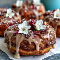 Adorable Baby in Bloom Mini Donut Tower with pastel glaze and fresh edible flowers on tiered stand