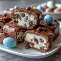 Pastel Chocolate Bark with Cadbury Eggs, a colorful Easter treat with swirled candy melts and crunchy candy pieces.