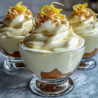 Elegant lemon mousse cups with buttery shortbread cookies, a refreshing spring dessert with bright citrus flavor and creamy texture.  
