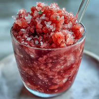 Frothy Frozen Strawberry Lemonade Slushie, a vibrant pink, icy treat perfect for summer.